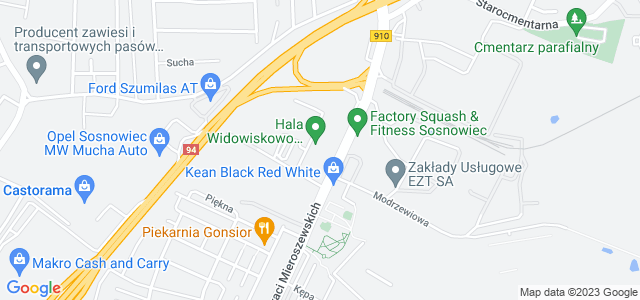 Mapa dojazdu Hala Zagórze Sosnowiec