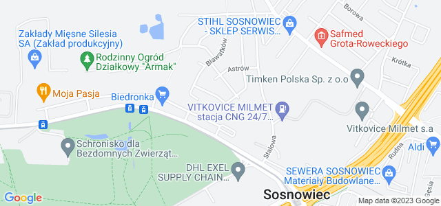 Mapa dojazdu Milowice - Kościół pw. św. Alberta Chmielowskiego Sosnowiec