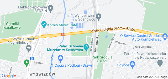 Mapa dojazdu Muzeum - Pałac Schoena Sosnowiec