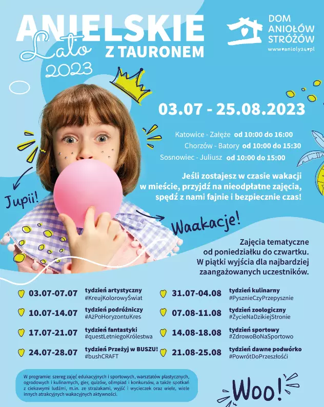 "Anielskie Lato z Tauronem". Bezpłatne letnie zajęcia dla dzieci w Sosnowcu / fot. org.