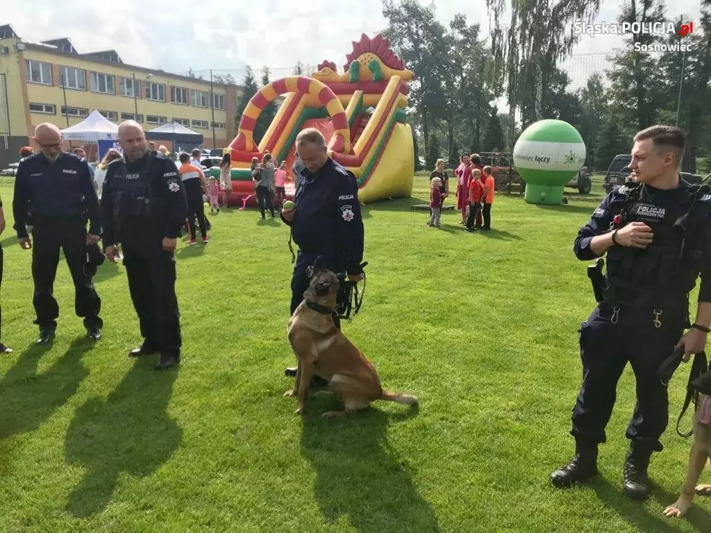 Pies policyjny pomaga&#322; uczy&#263; dzieci o bezpiecze&#324;stwie podczas pikniku