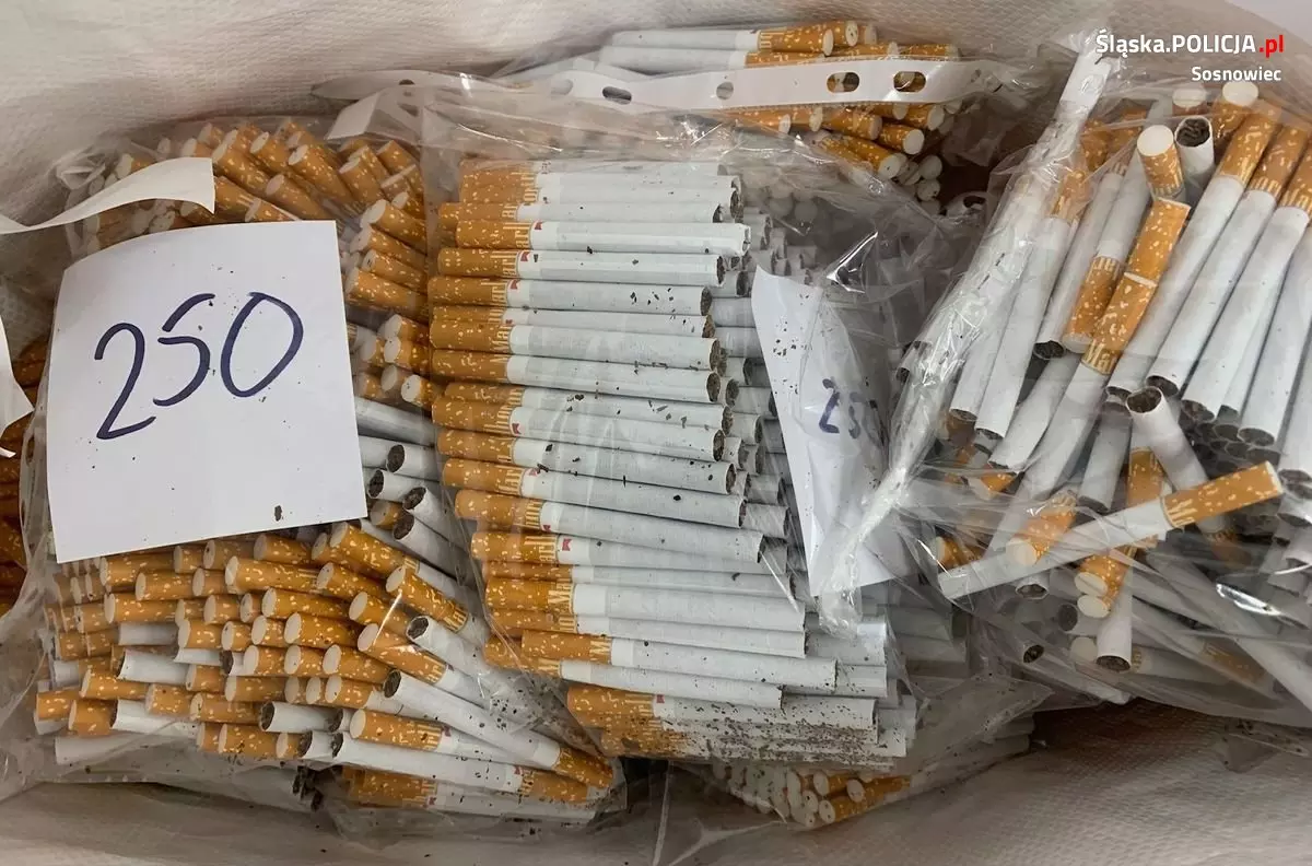 Policjanci zabezpieczyli ponad 116 tys. papierosów bez akcyzy i 41 kg krajanki tytoniowej / fot. KMP Sosnowiec