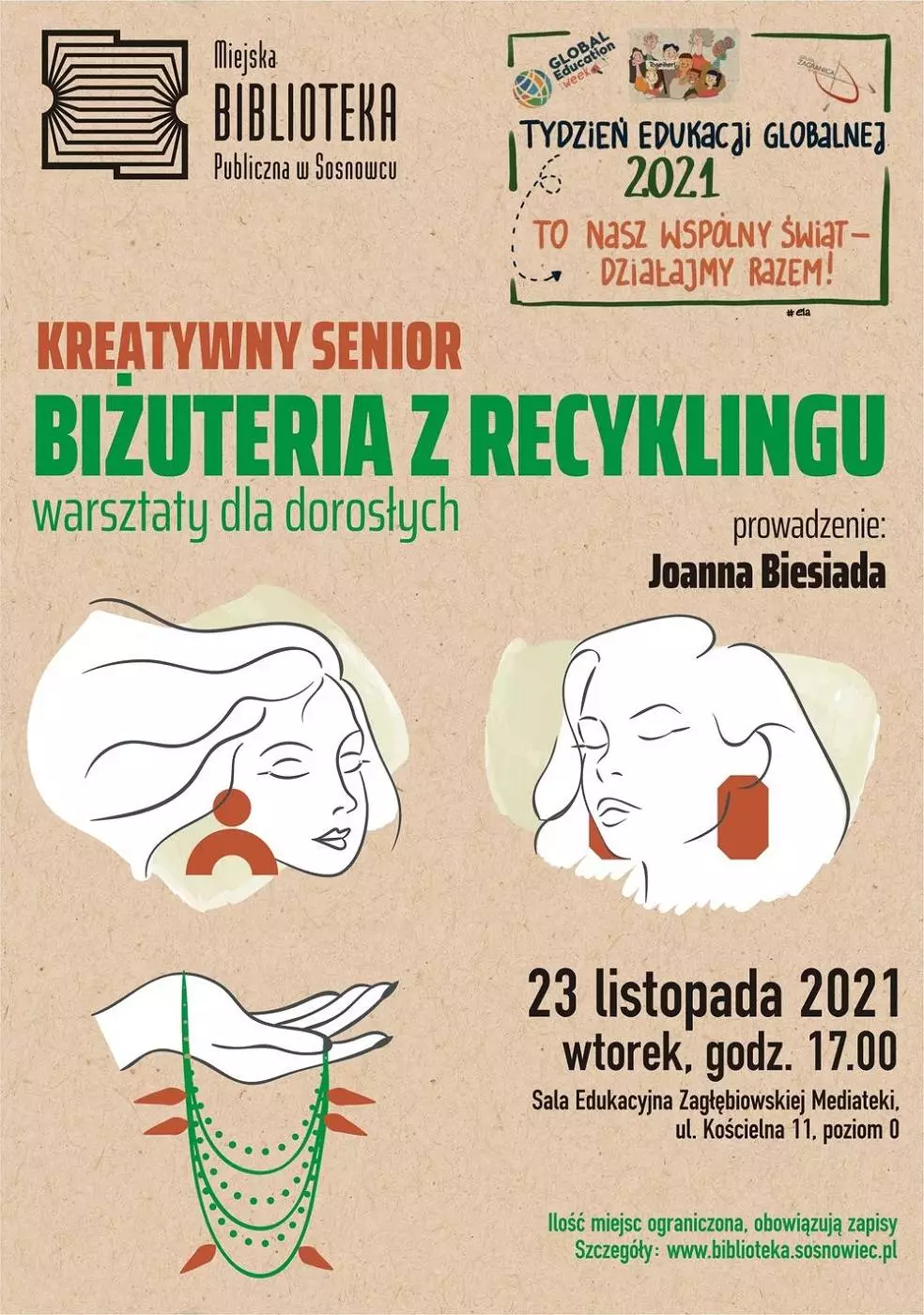 Warsztaty "Kreatywny Senior" – bi&#380;uteria z recyklingu w Zag&#322;&#281;biowskiej Mediatece
